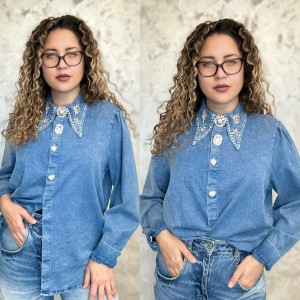 Луксозна дамска риза - Crystal Denim