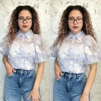 Луксозна дамска риза - Pearl Blossom Shirt Set