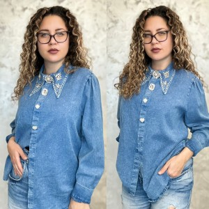 Луксозна дамска риза - Crystal Denim