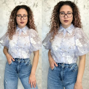 Луксозна дамска риза - Pearl Blossom Shirt Set