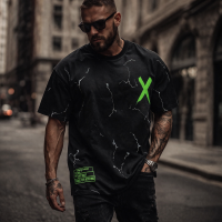 Мъжка Oversized тениска Black Neon Green